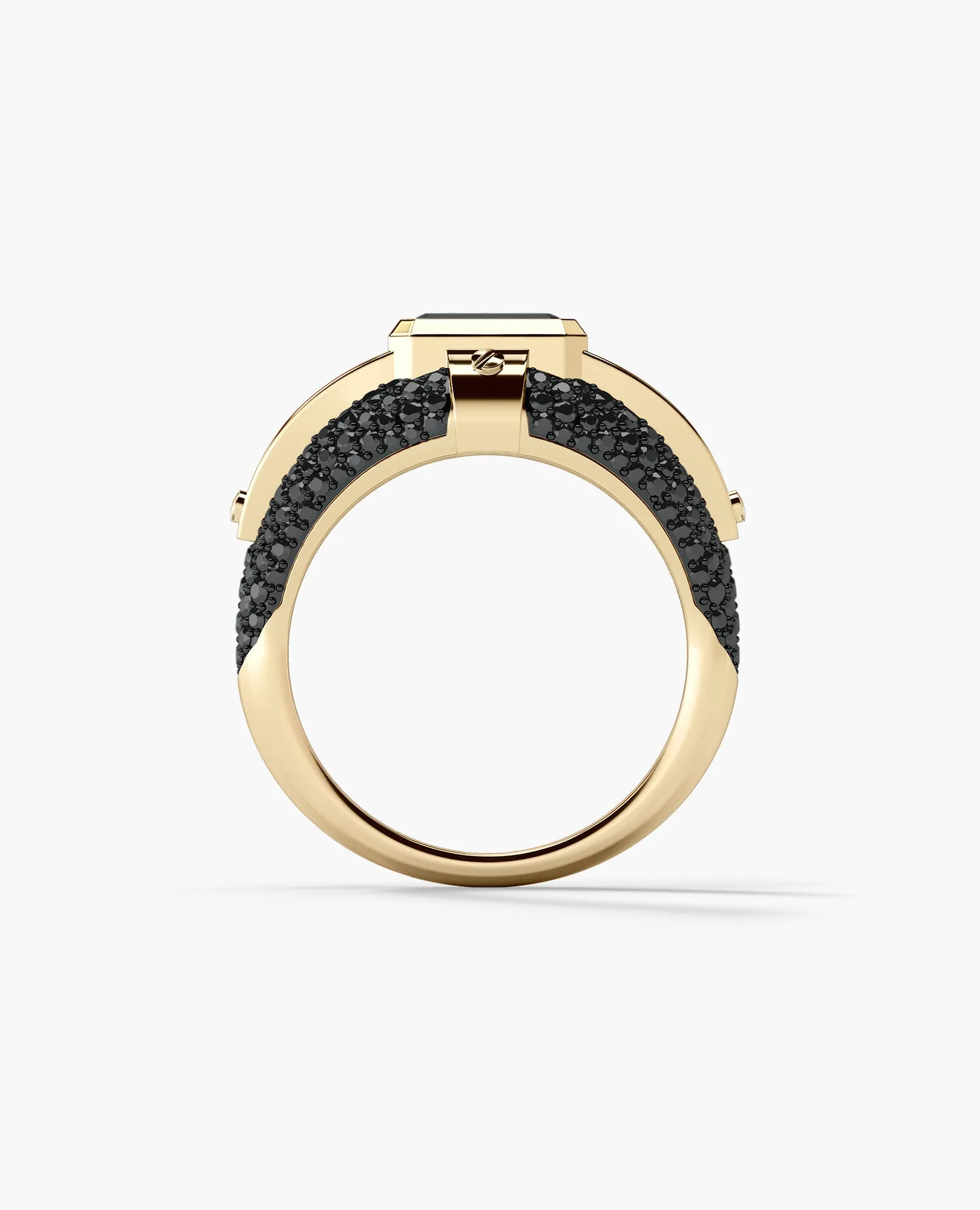 CARLIN Gold Signet Ring with 3.10ct Black Diamonds