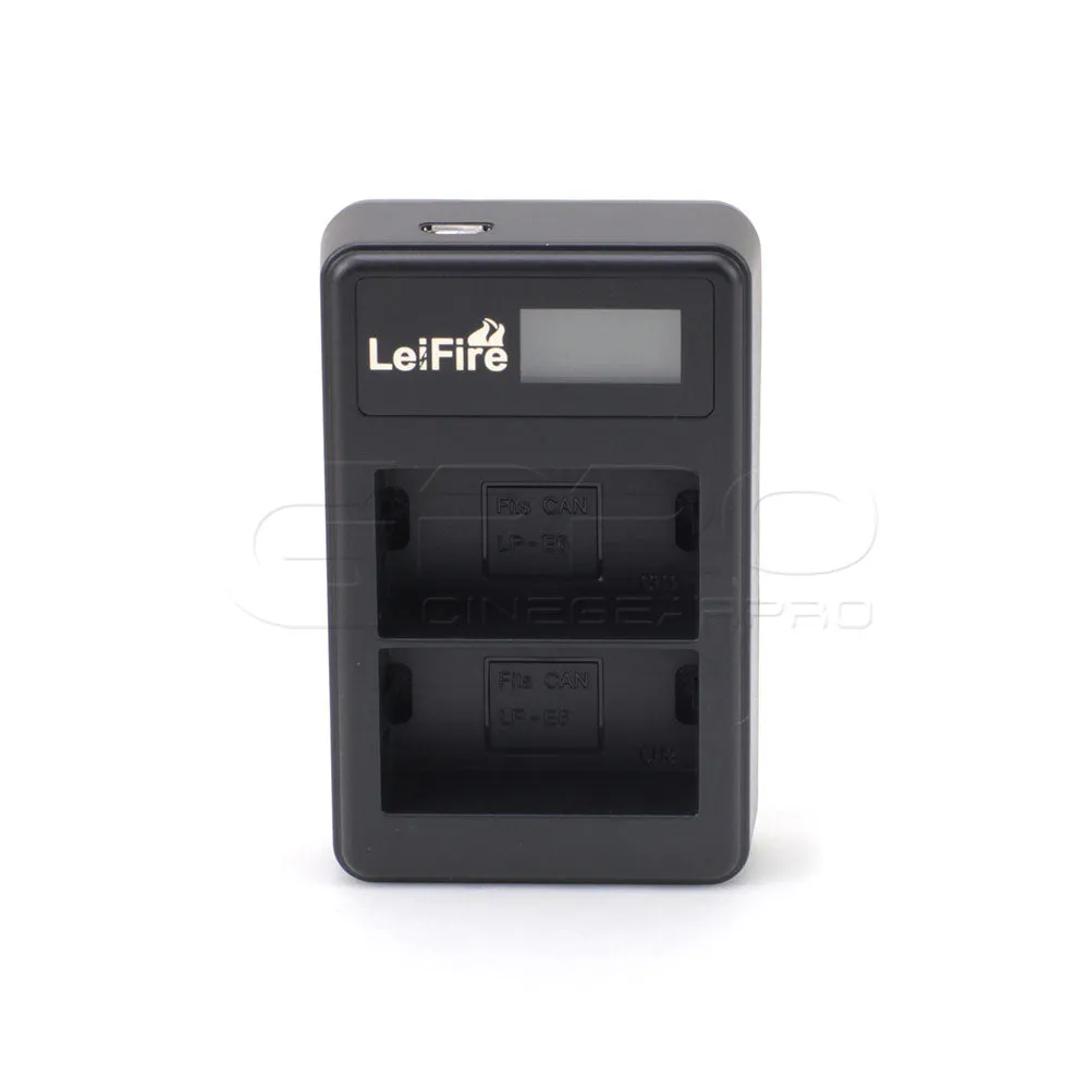 CGPro USB Dual Charger With LCD Display For LP-E6 Battery