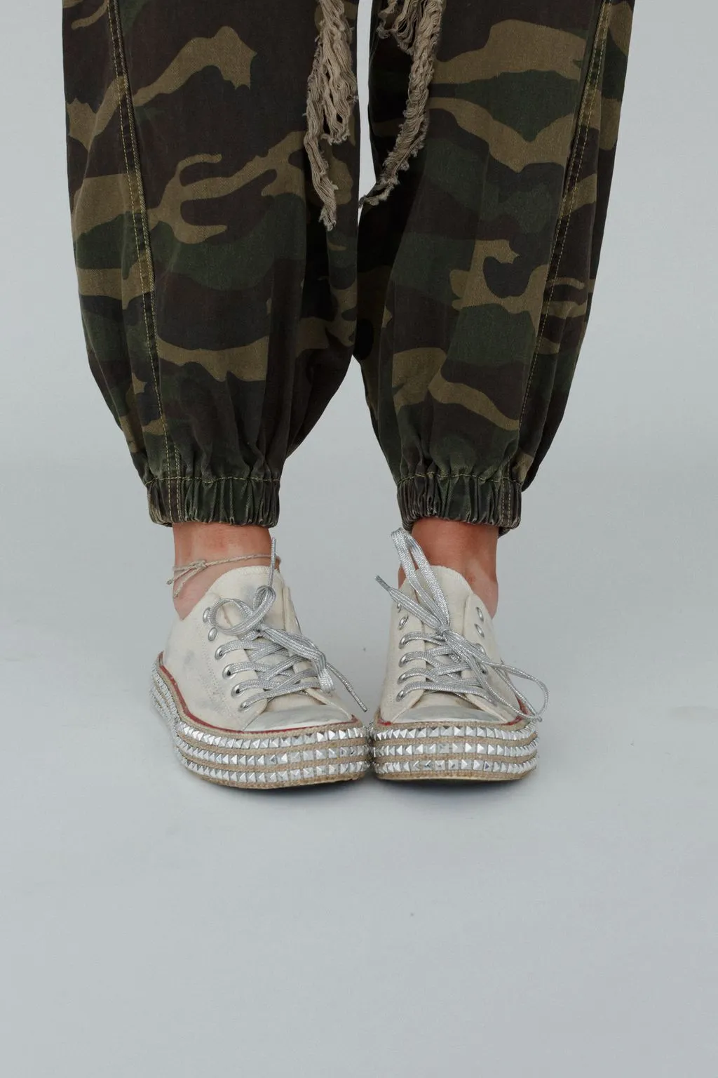 Chantel Studded Sneaker - Beige