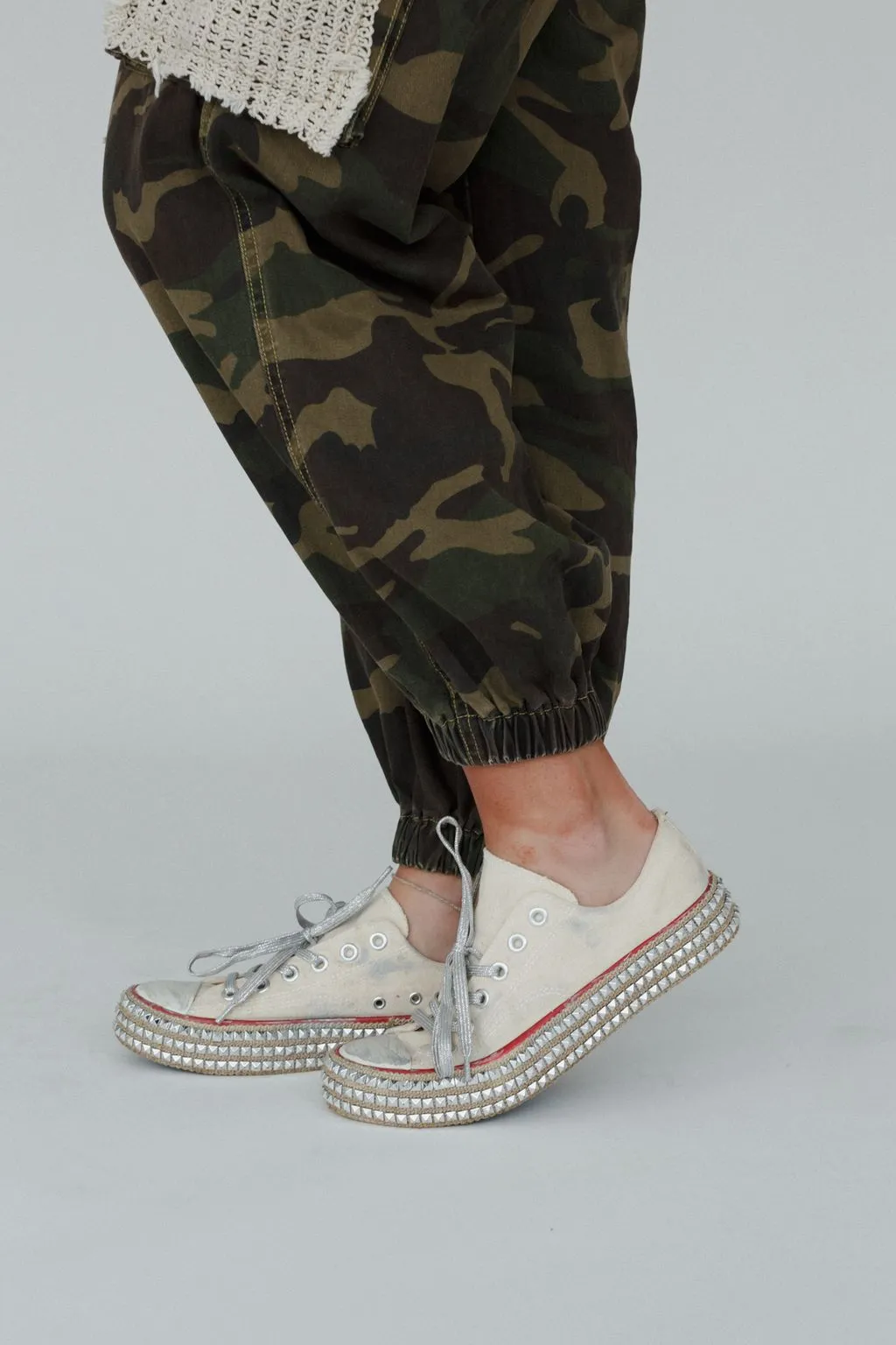 Chantel Studded Sneaker - Beige