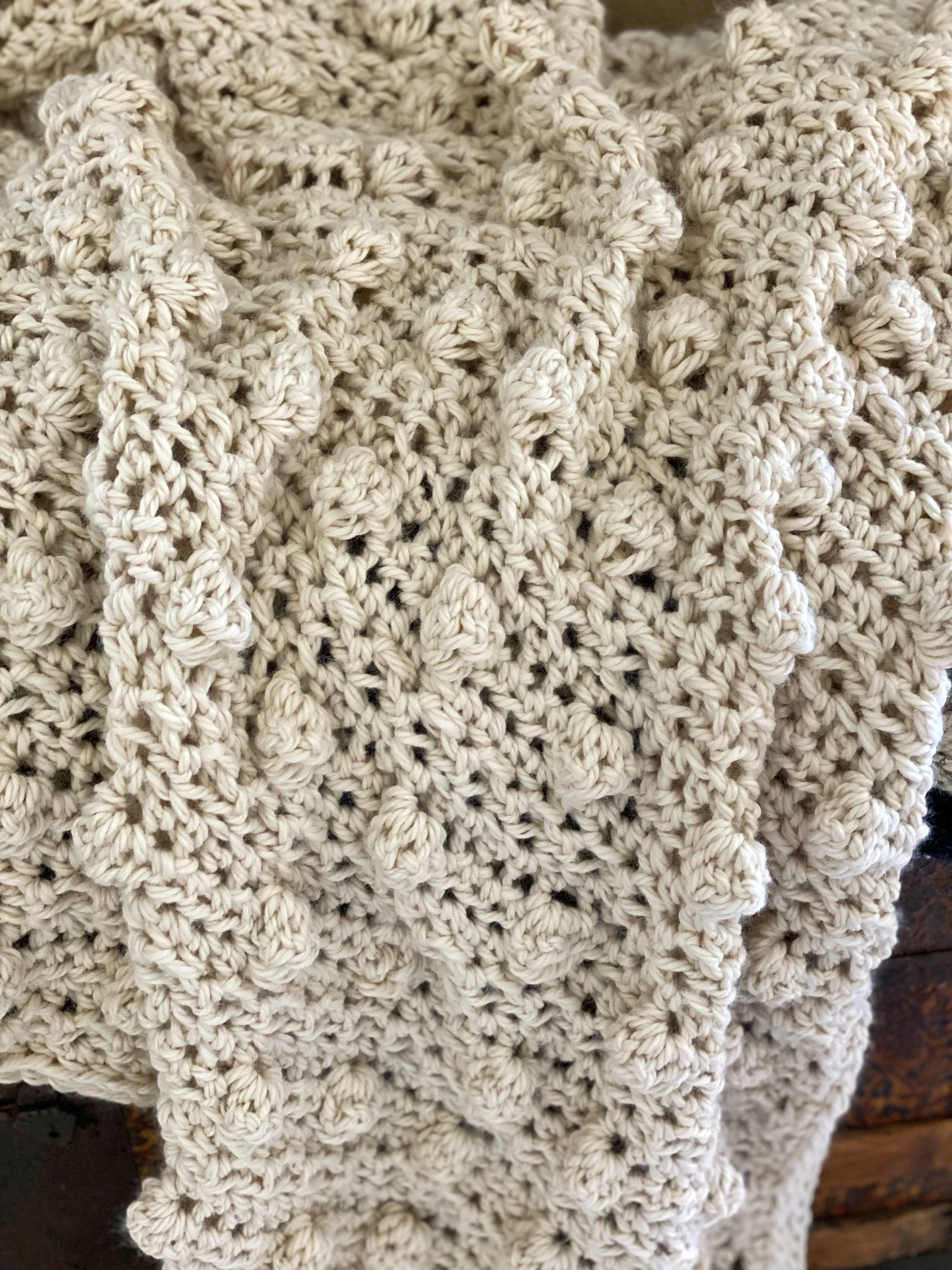 Chunky Crochet Bobble Blanket Handmade Afghan Super Cozy