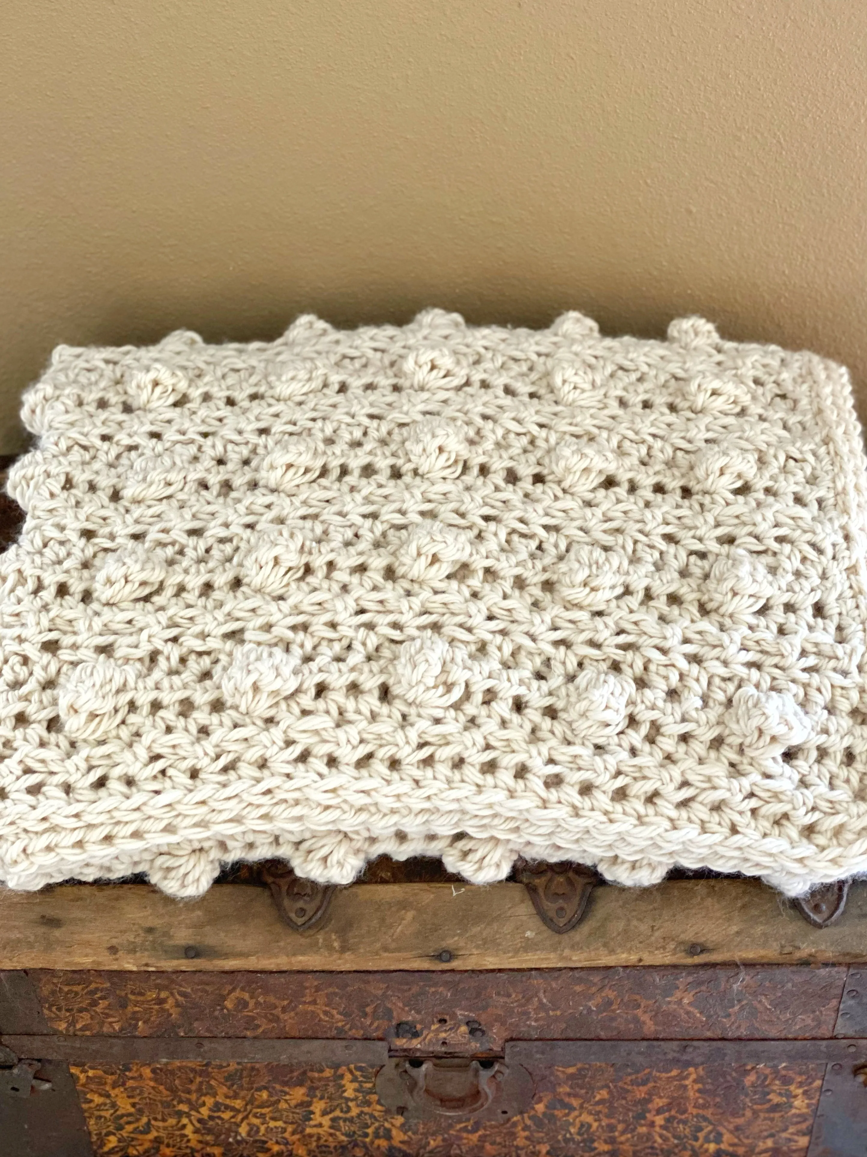 Chunky Crochet Bobble Blanket Handmade Afghan Super Cozy