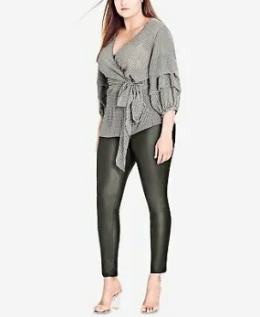 City Chic My Desire Check Print Wrap Top, Size Medium