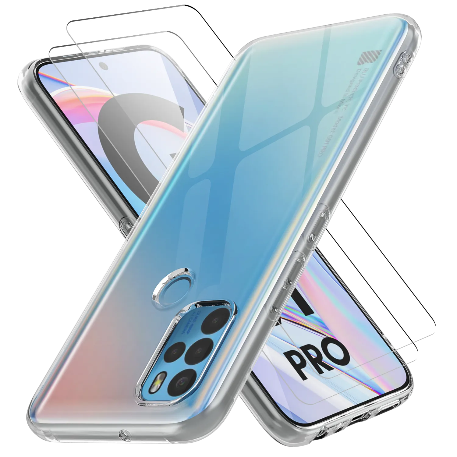 Clear Flex-Gel Case   2 Screen Protectors for BLU G91 Pro (Clear)