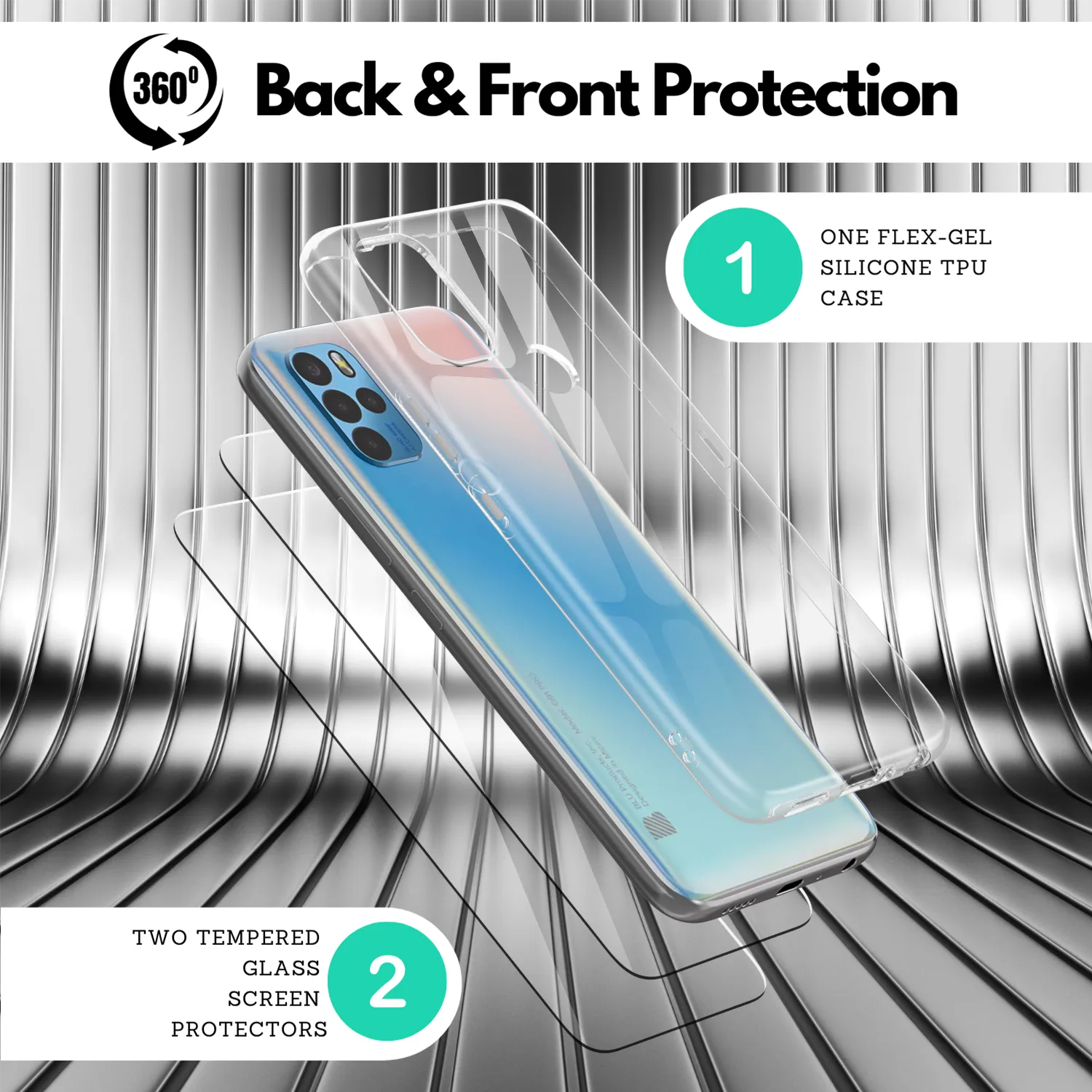 Clear Flex-Gel Case   2 Screen Protectors for BLU G91 Pro (Clear)