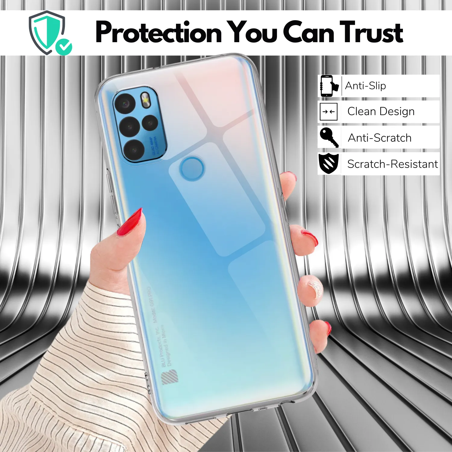 Clear Flex-Gel Case   2 Screen Protectors for BLU G91 Pro (Clear)