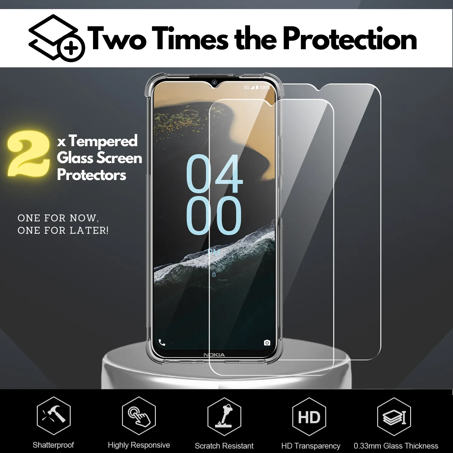 Clear Flex-Gel Case   2x Glass Screen Protector for Nokia G400 5G