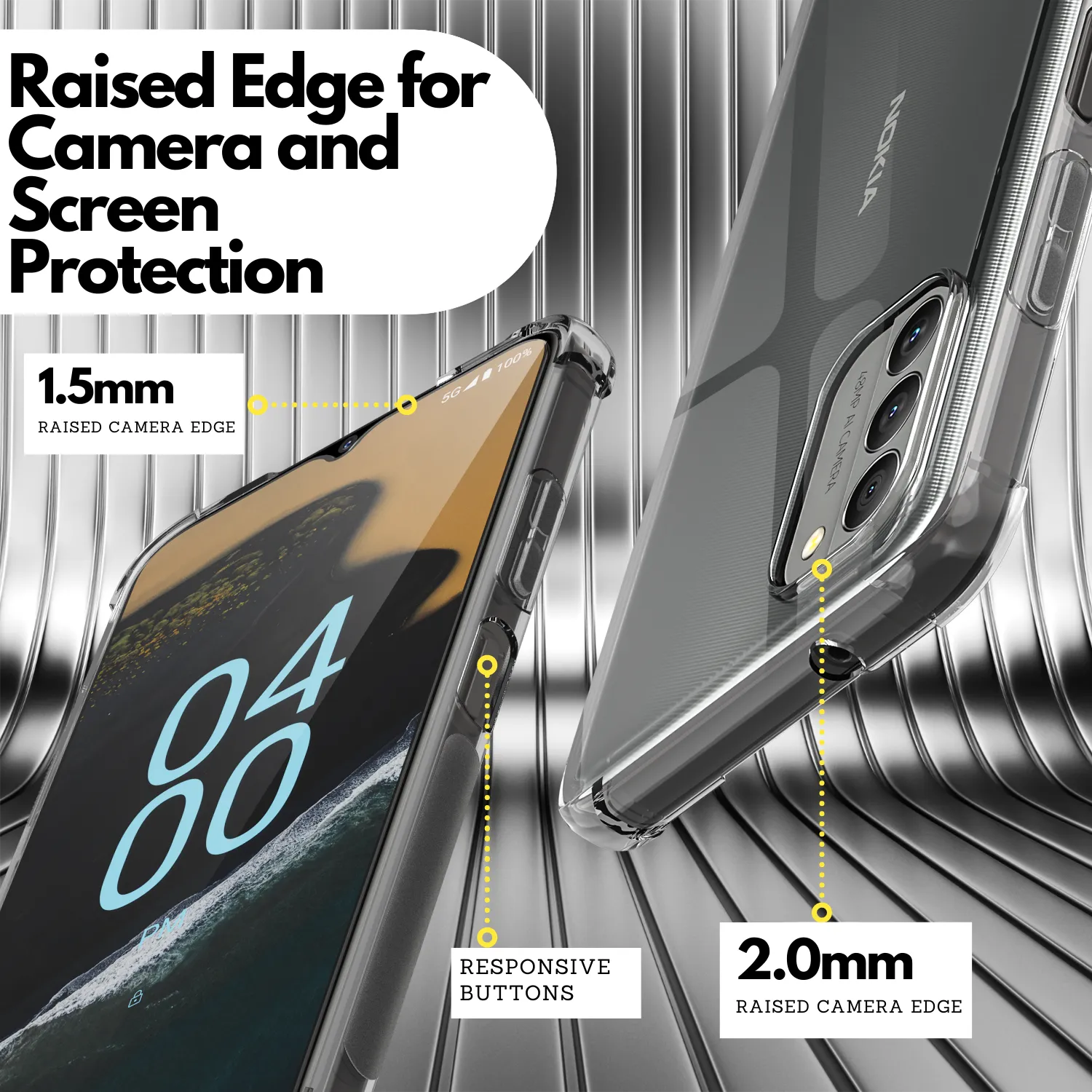 Clear Flex-Gel Case   2x Glass Screen Protector for Nokia G400 5G