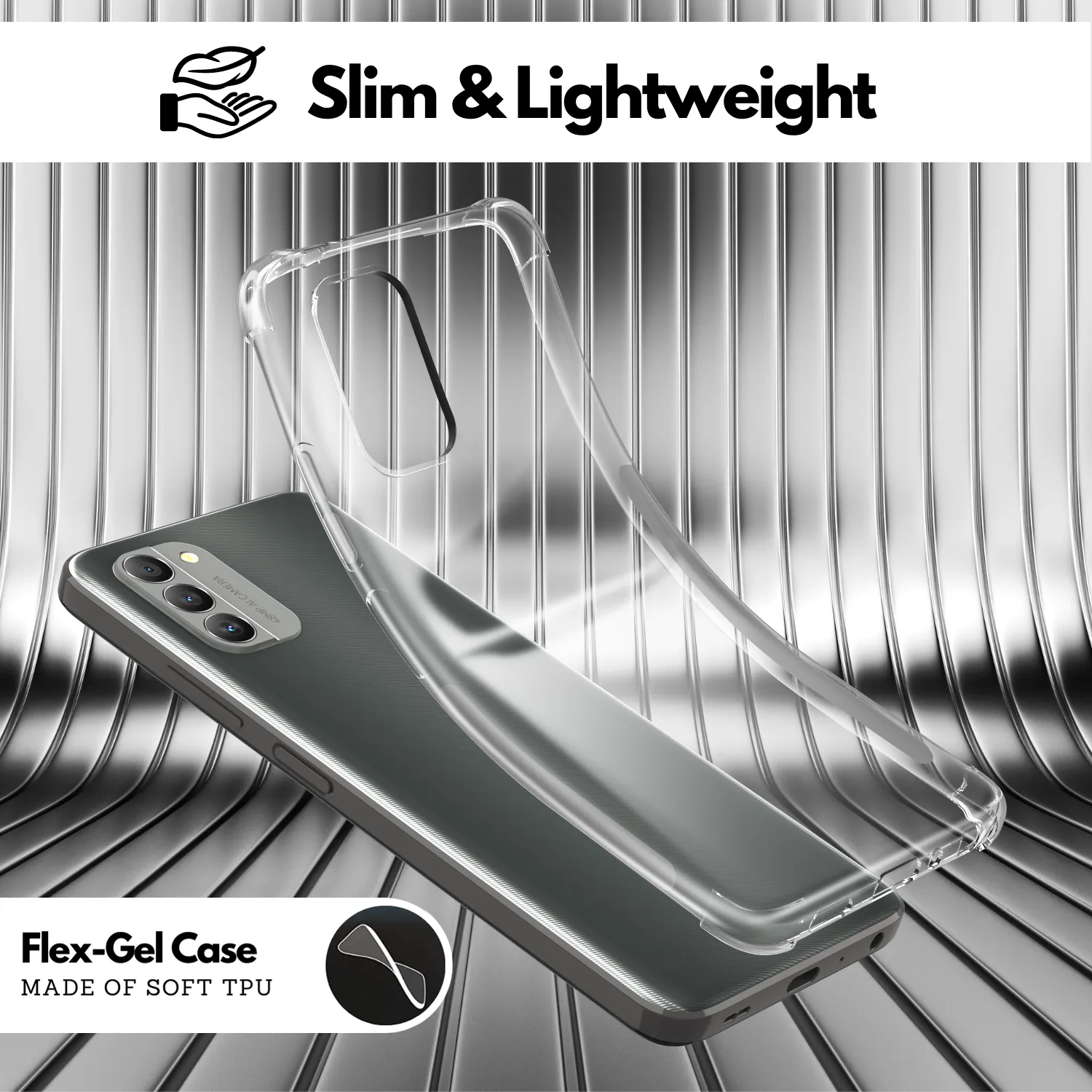 Clear Flex-Gel Case   2x Glass Screen Protector for Nokia G400 5G