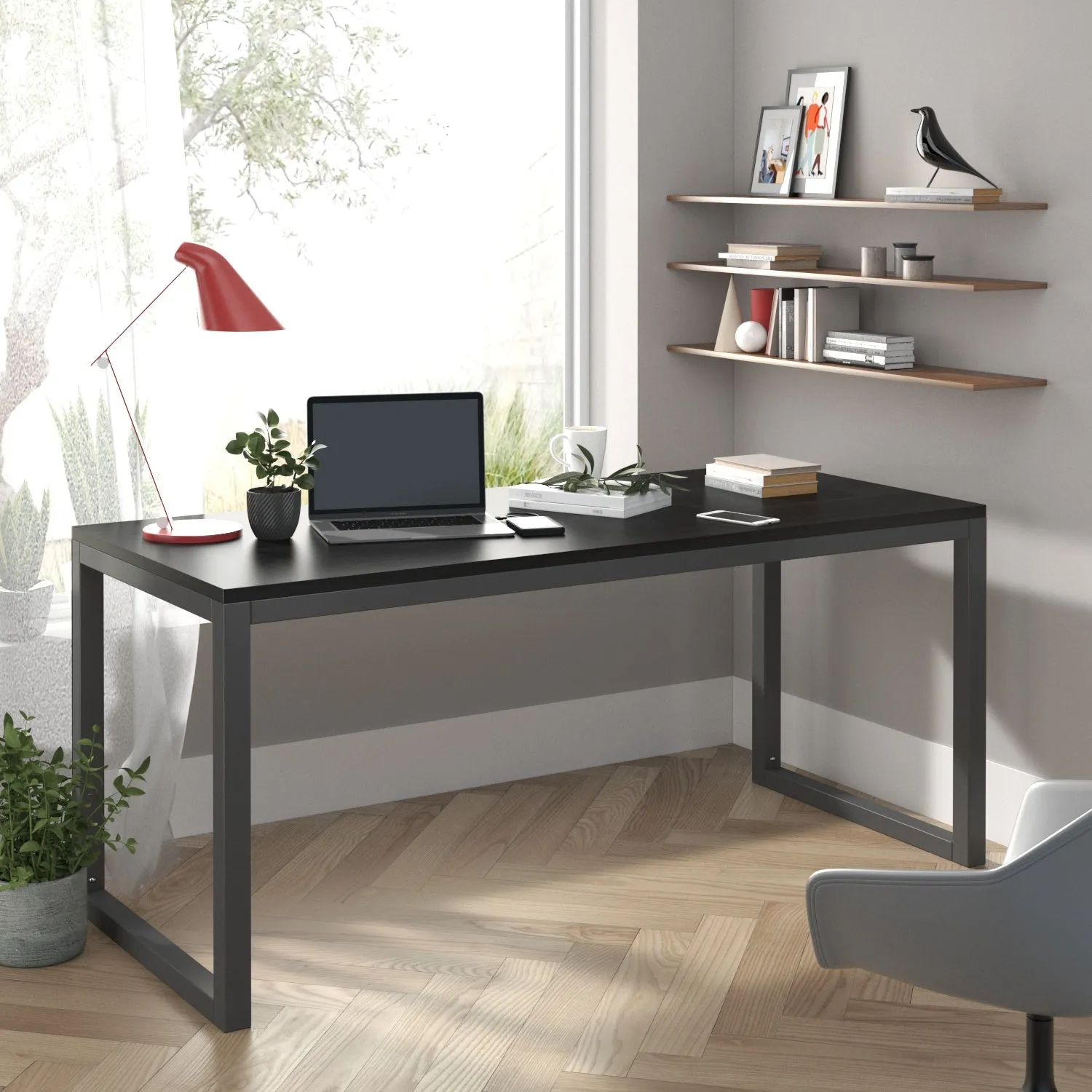 Computer Desk, Modern Writing Gaming Desk for Home Office, Small Wood Table Top Workstation