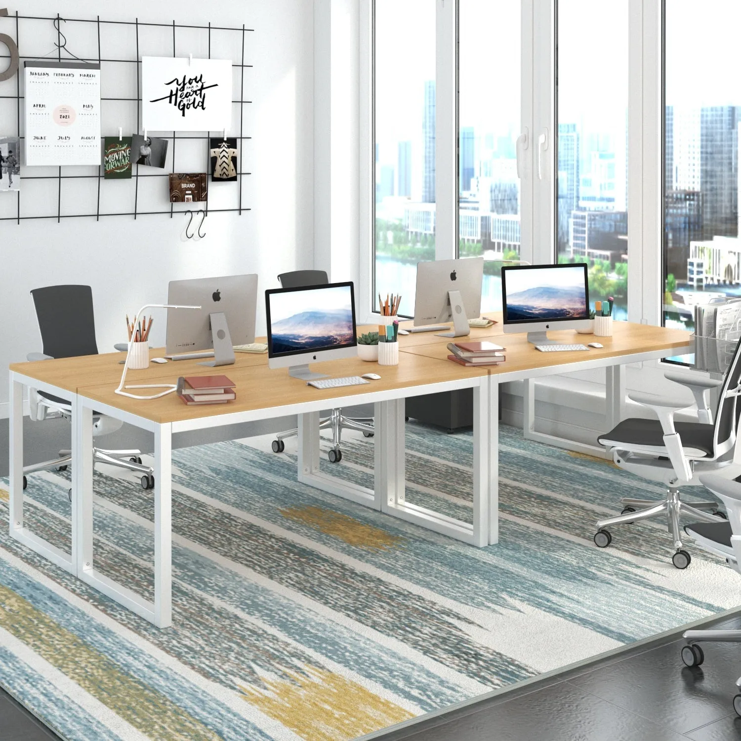 Computer Desk, Modern Writing Gaming Desk for Home Office, Small Wood Table Top Workstation