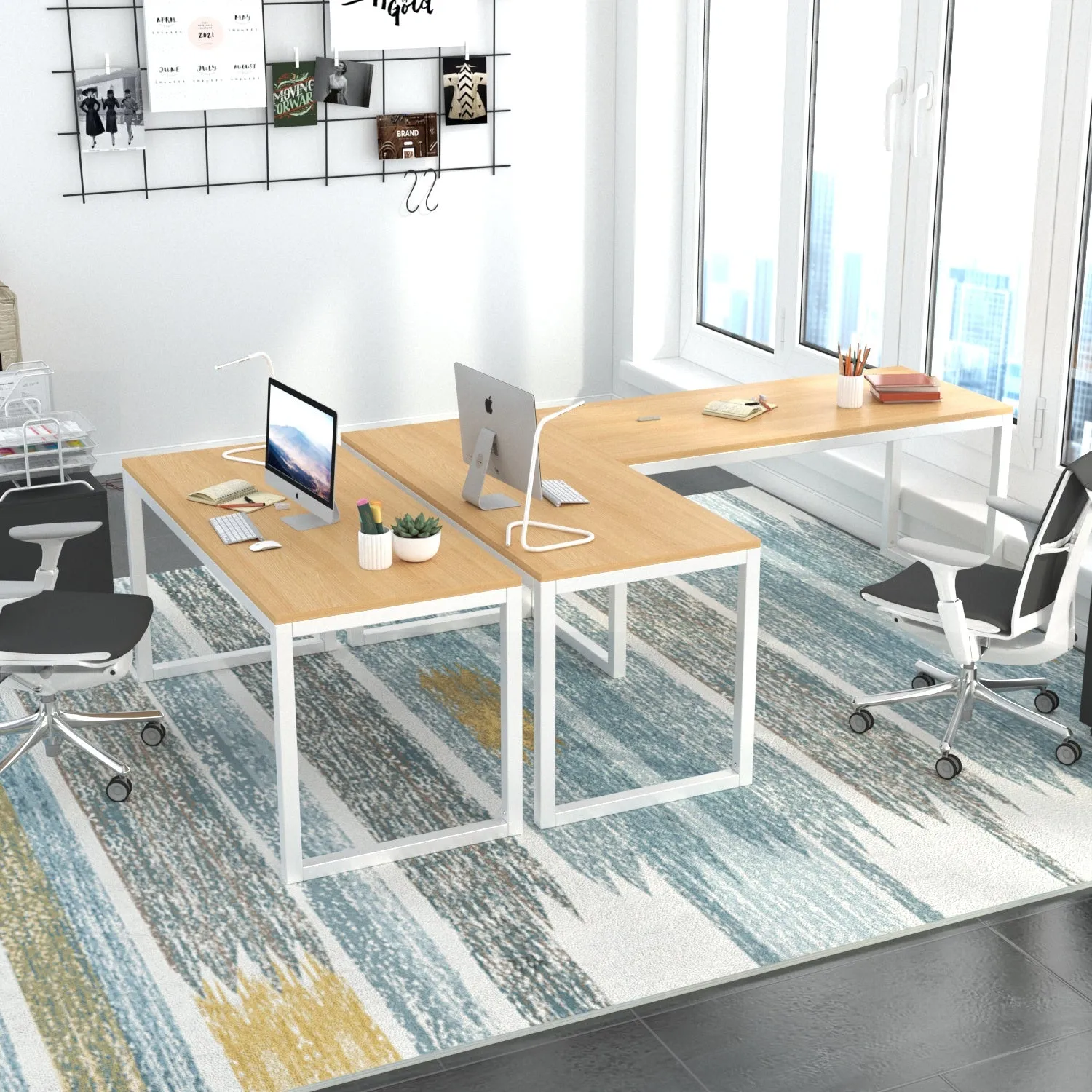 Computer Desk, Modern Writing Gaming Desk for Home Office, Small Wood Table Top Workstation