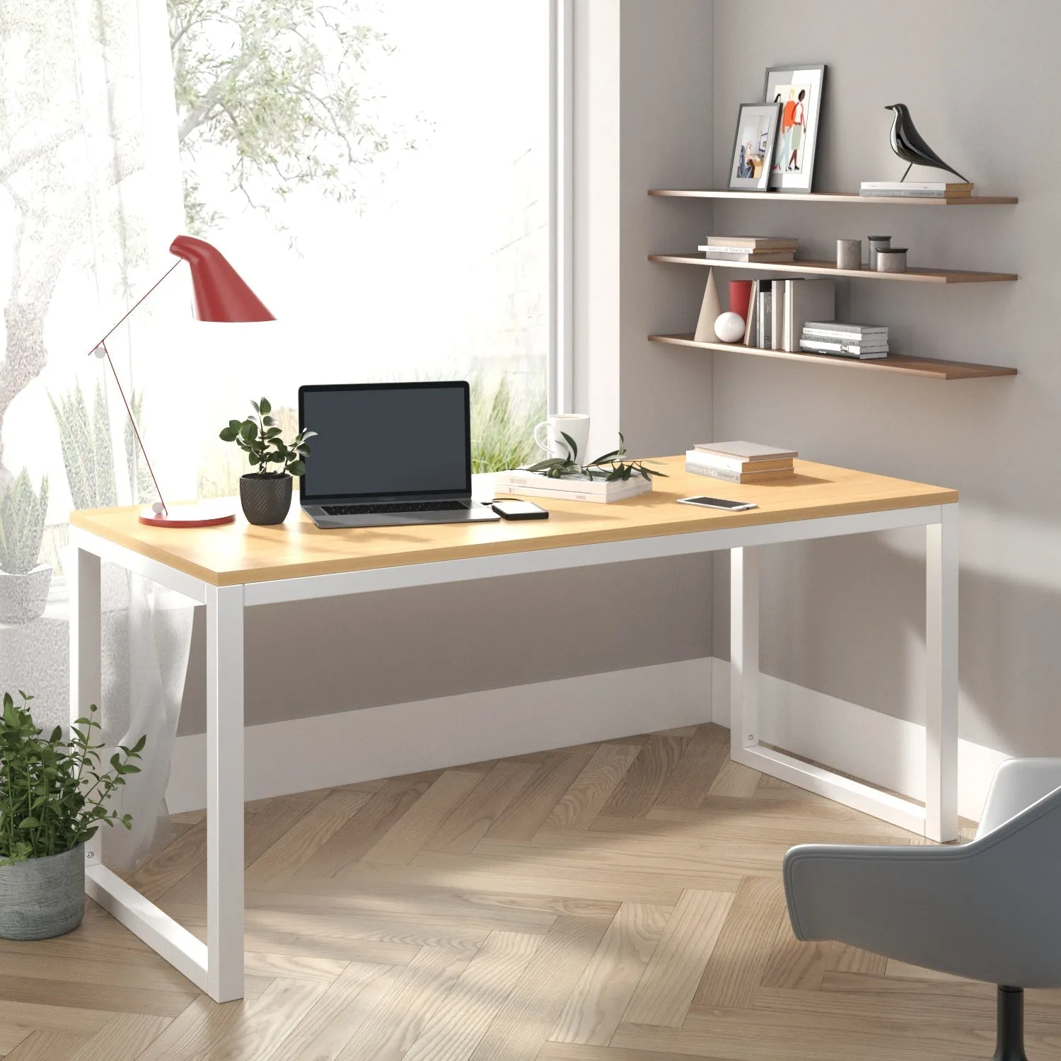 Computer Desk, Modern Writing Gaming Desk for Home Office, Small Wood Table Top Workstation