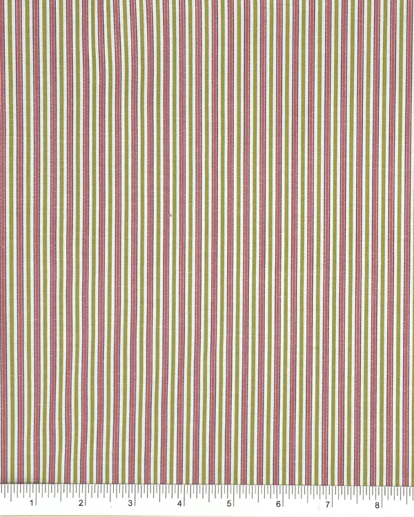 Crisp Peach Green Stripe Fabric | Poly Cotton Shirting