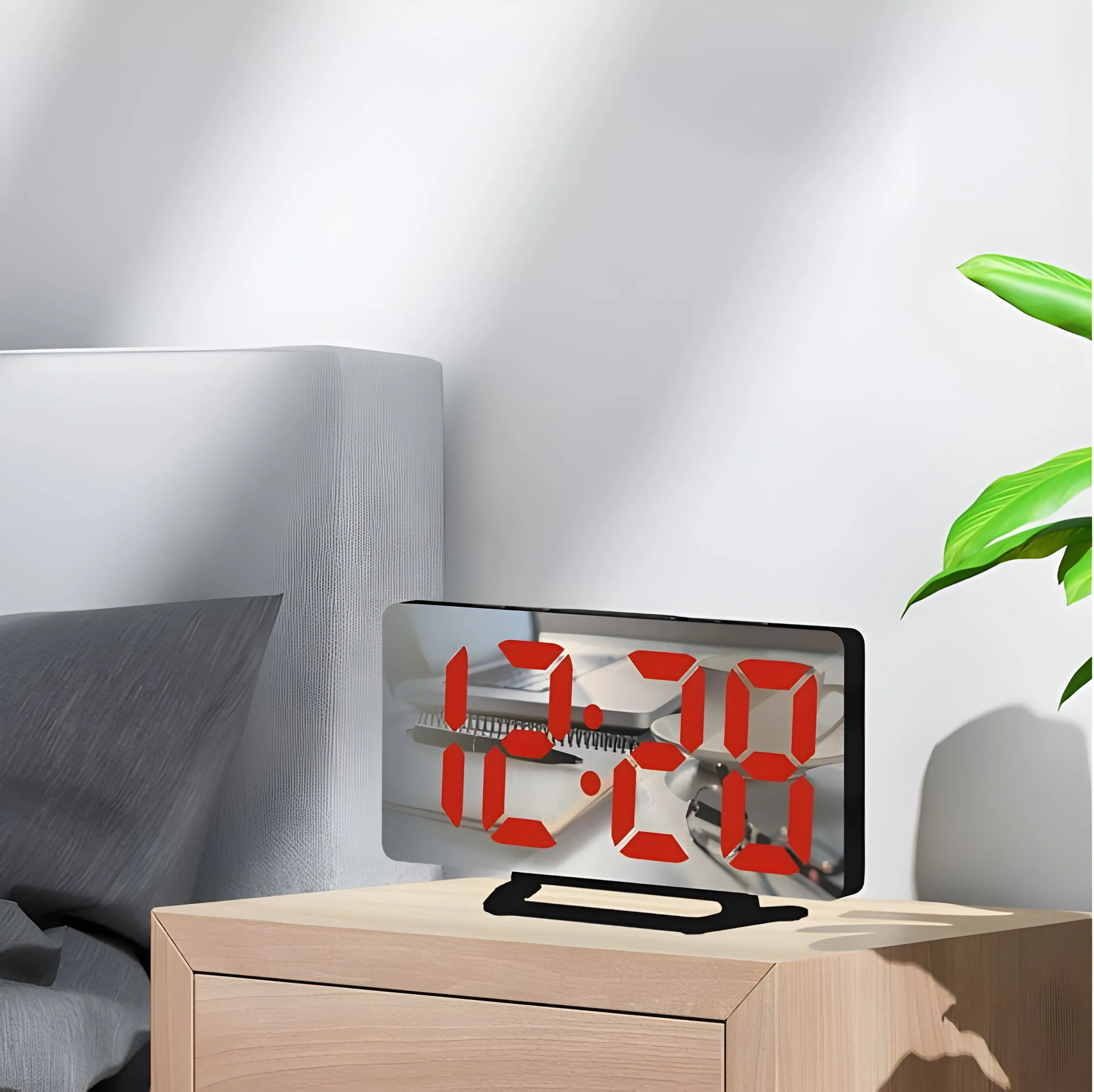 Digital Mirror Bedside Clock Mf-5 Red