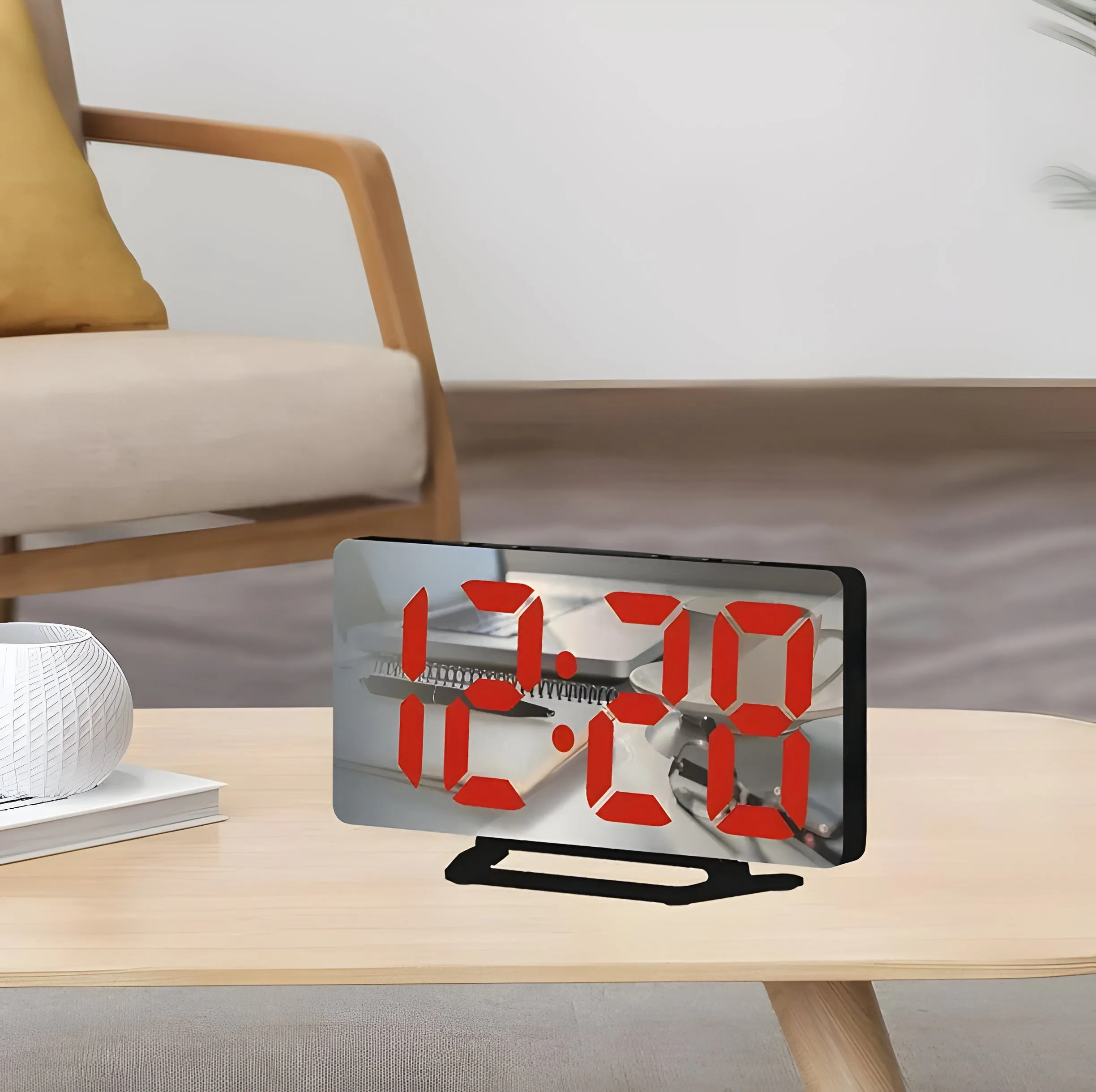 Digital Mirror Bedside Clock Mf-5 Red