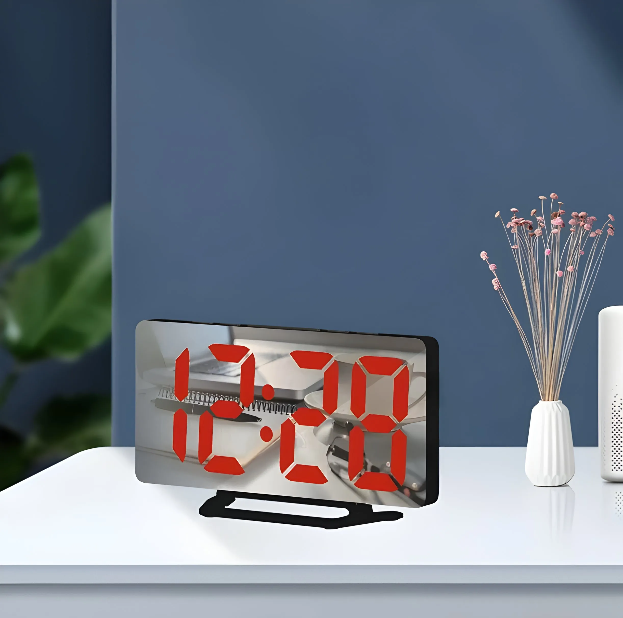 Digital Mirror Bedside Clock Mf-5 Red