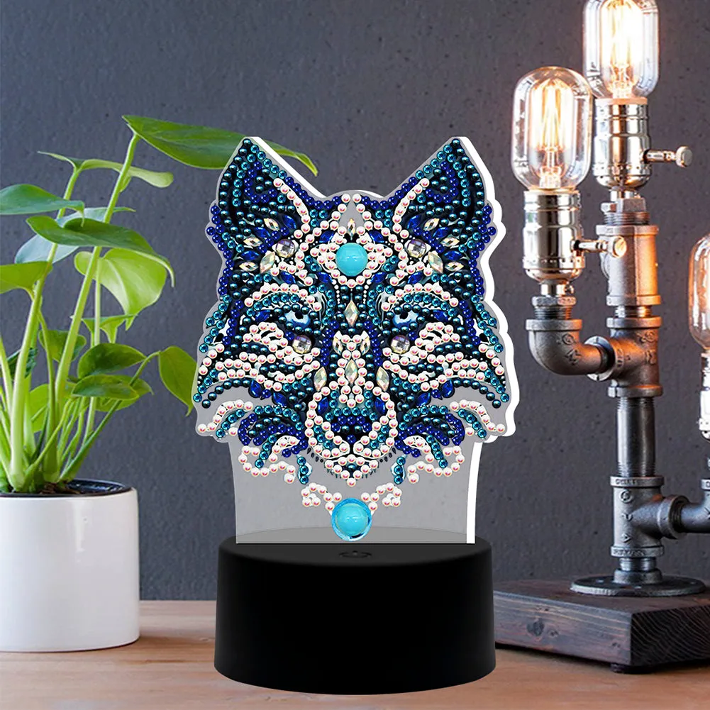 DIY Wolf Diamond Painting LED Light Embroidery Night Lamp Home Desk Decor
