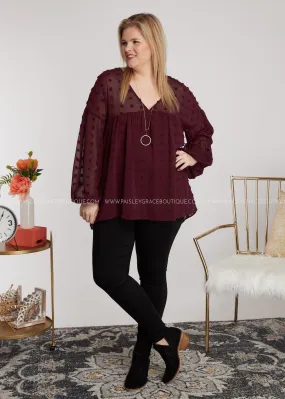 Dollop of Beauty Top- BURGUNDY - LAST ONESS FINAL SALE