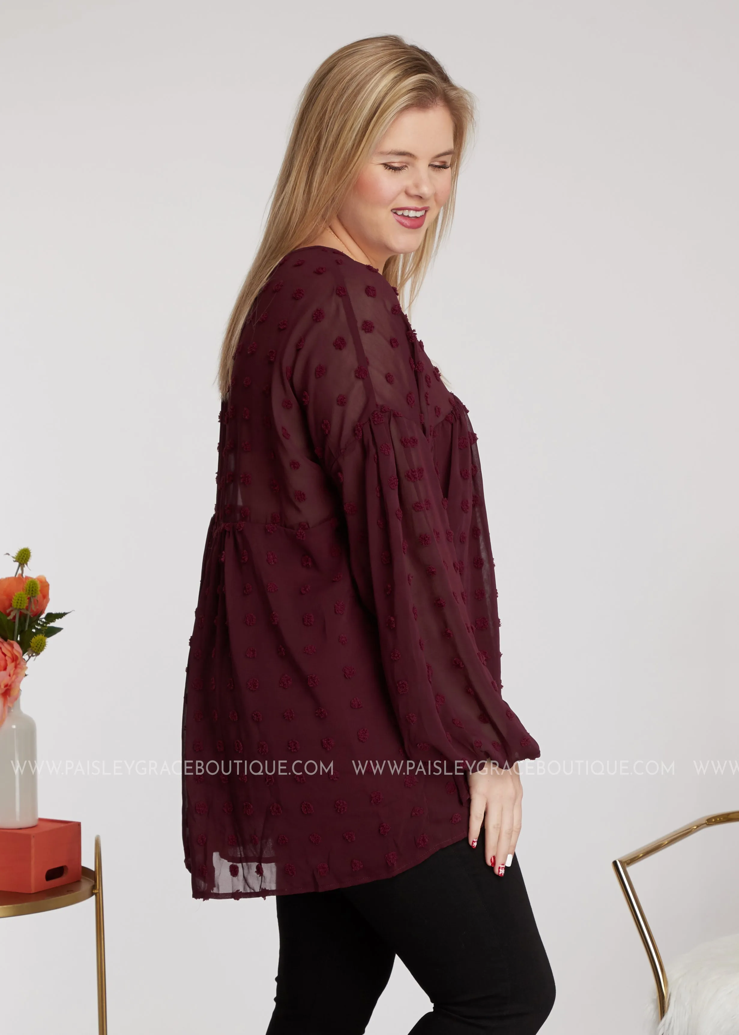 Dollop of Beauty Top- BURGUNDY - LAST ONESS FINAL SALE