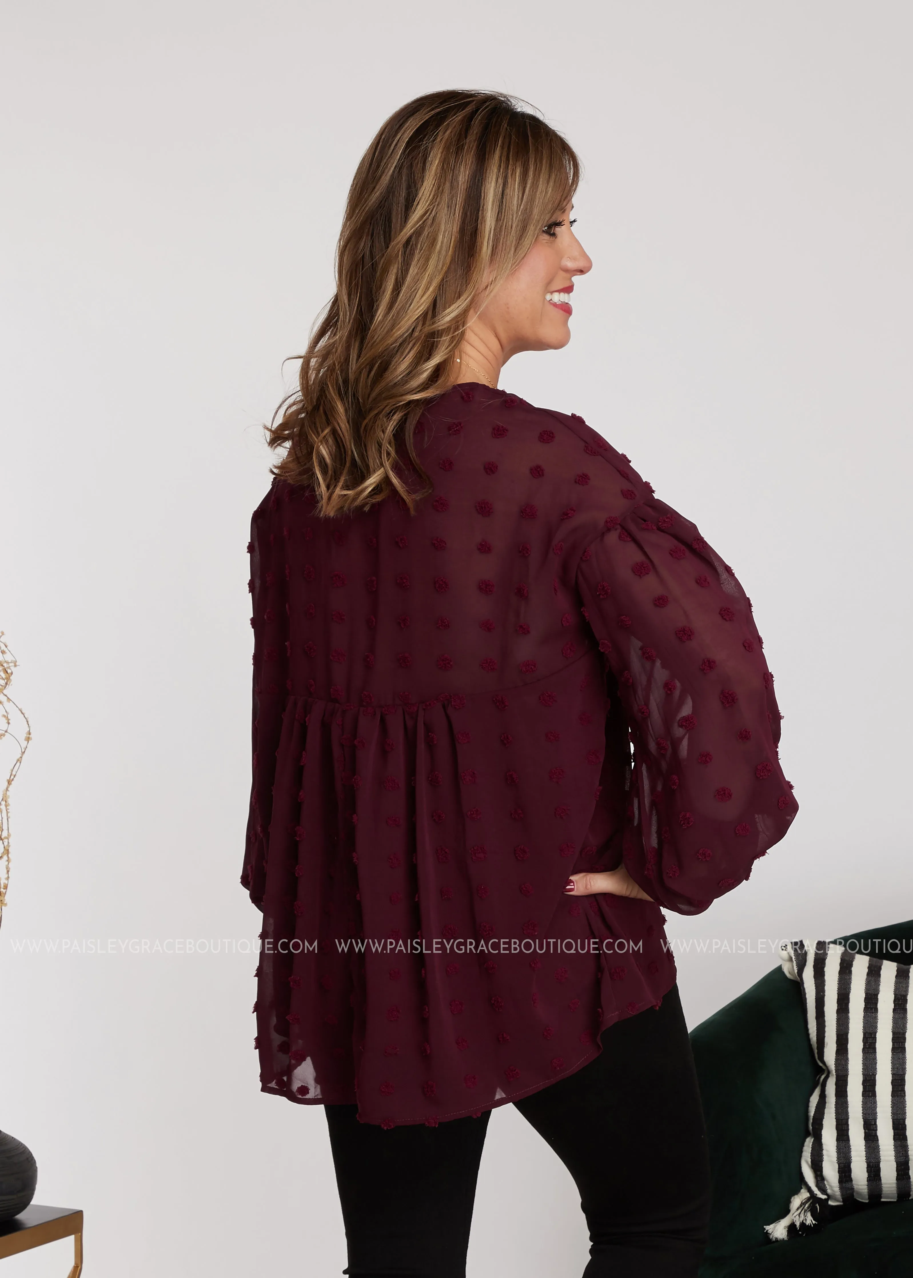 Dollop of Beauty Top- BURGUNDY - LAST ONESS FINAL SALE