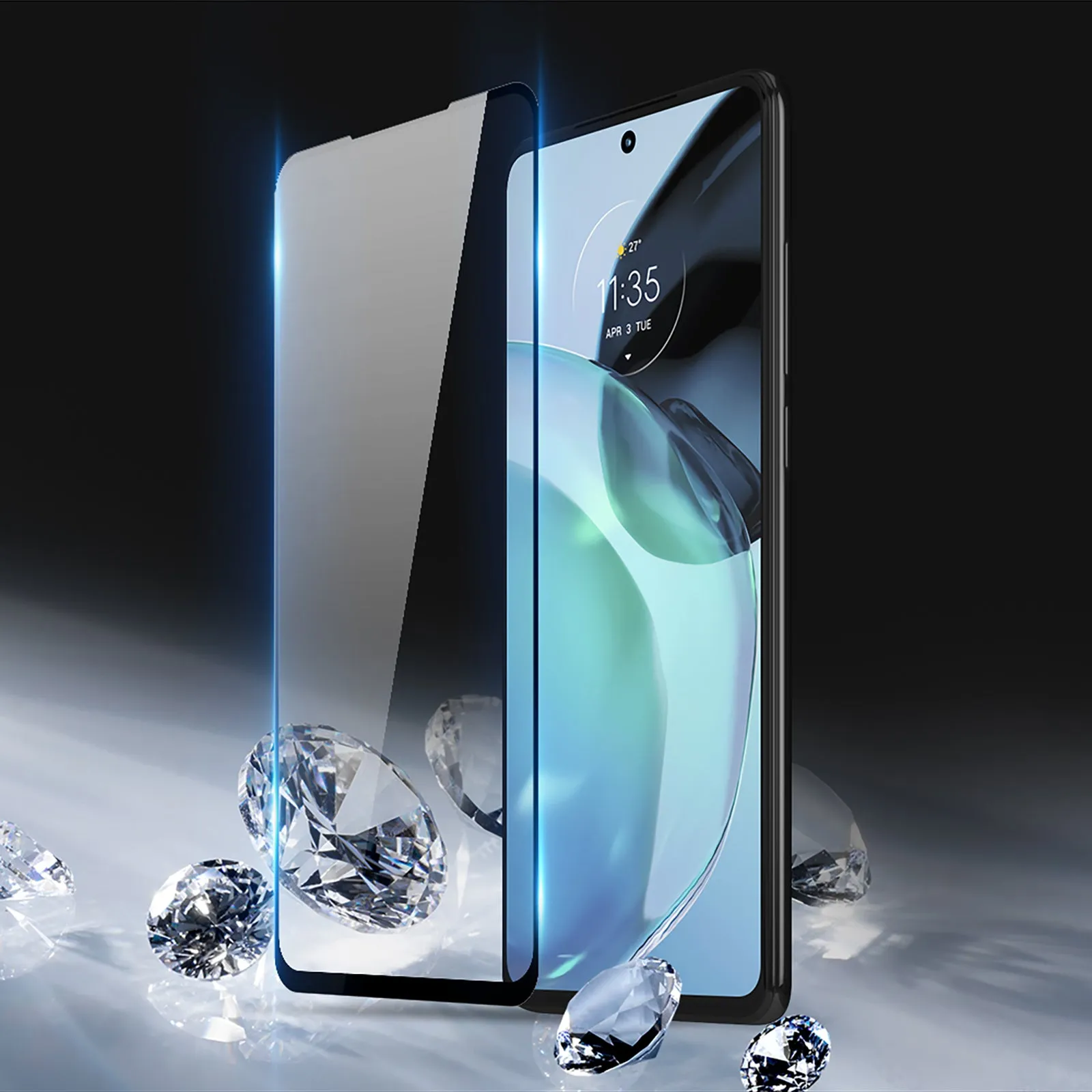 DUX DUCIS Tempered Glass Screen Protector Guard for Motorola Moto G72 - Black