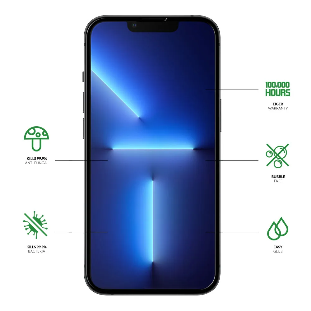 Eiger Mountain Glass  3D Anti-Microbial Screen Protector for Apple iPhone 13 / 13 Pro / 14