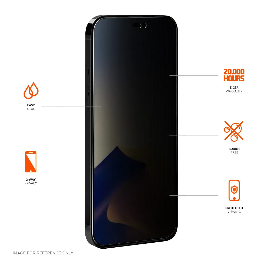 Eiger Mountain Glass Black Privacy 2.5D Screen Protector for Apple Phone 14 Pro Max