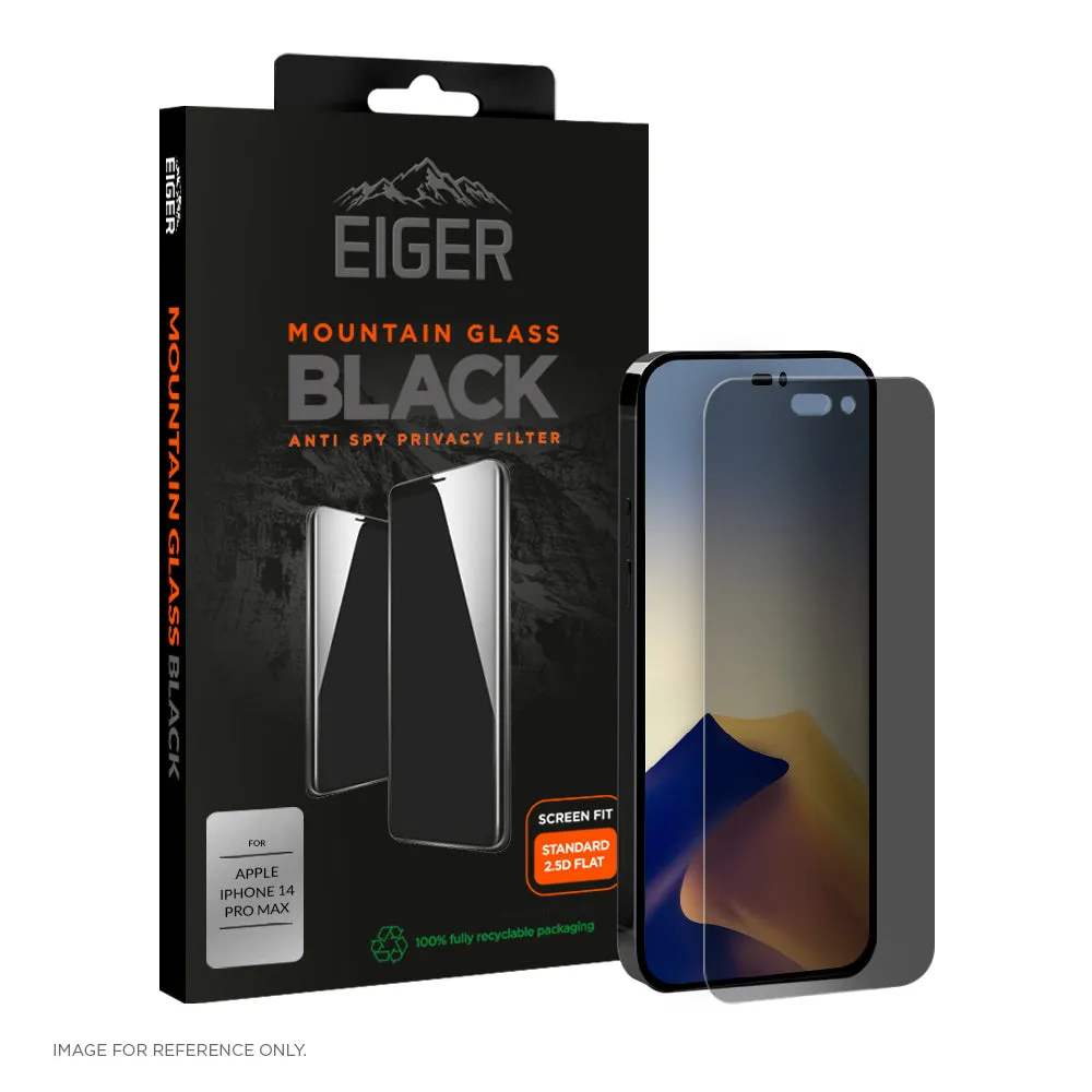 Eiger Mountain Glass Black Privacy 2.5D Screen Protector for Apple Phone 14 Pro Max