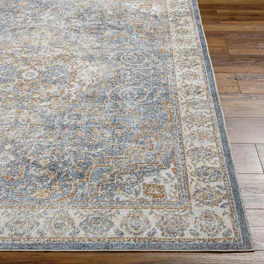 Elsmore Traditional Dark Blue Washable Area Rug