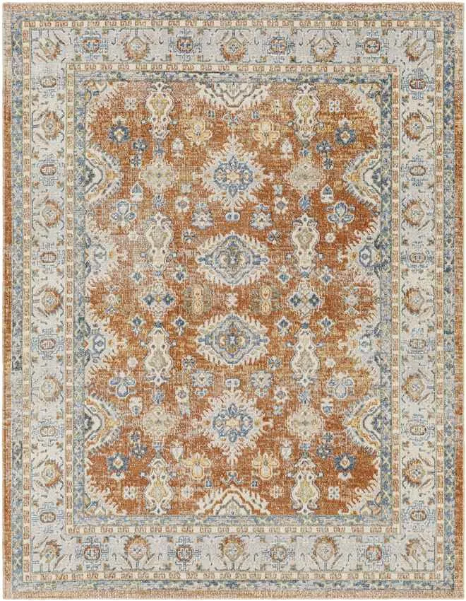 Emporia Traditional Burnt Orange Washable Area Rug