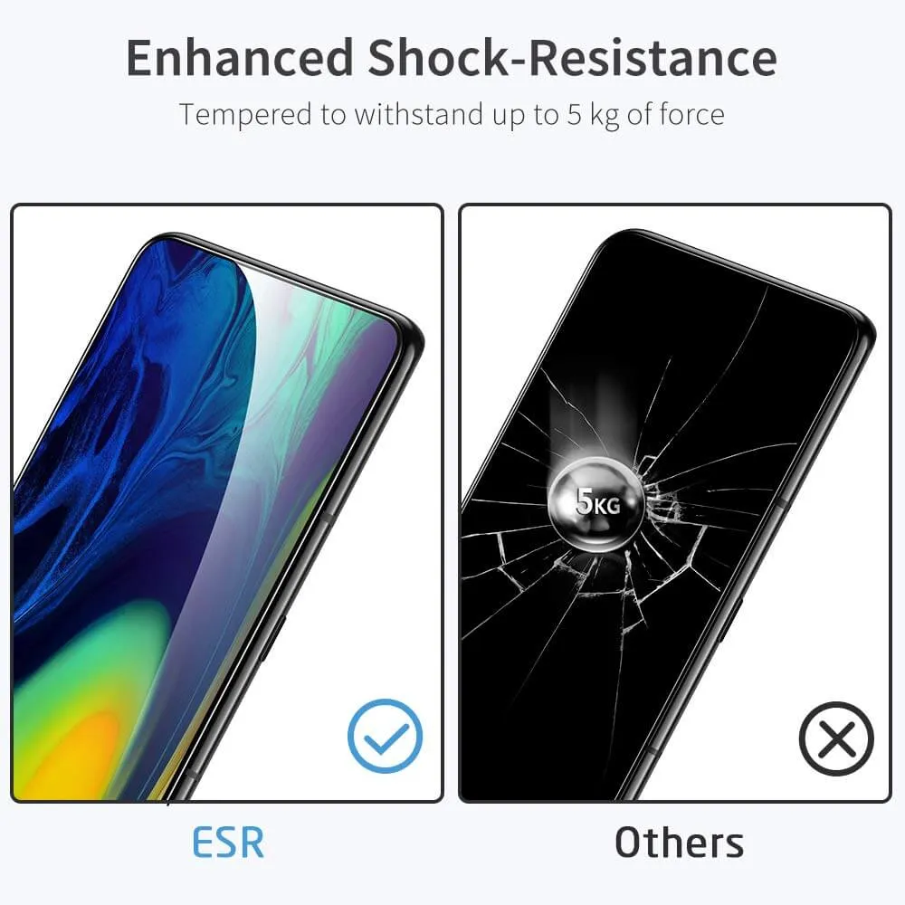 ESR Full Coverage Glass Screen Protector for Samsung Galaxy A80 - Black, 2 Pack