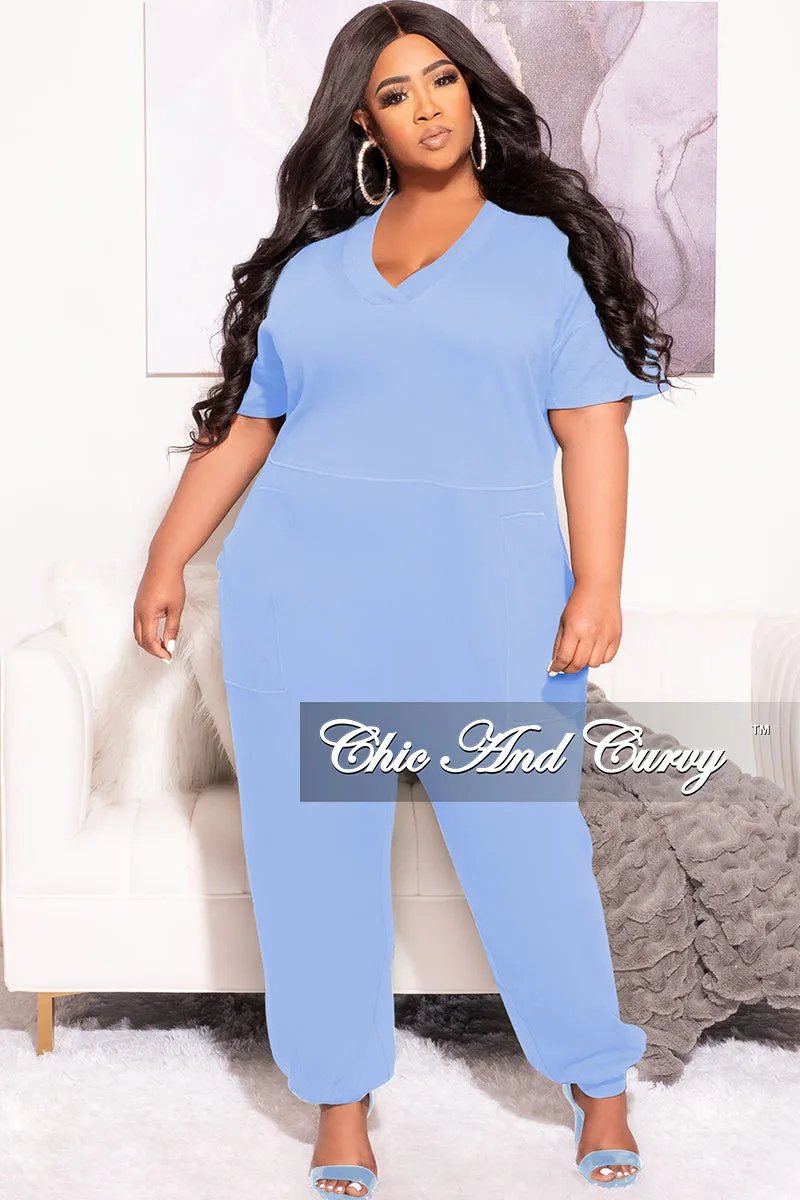 Final Sale Plus Size Harem Jumpsuit in Light Blue