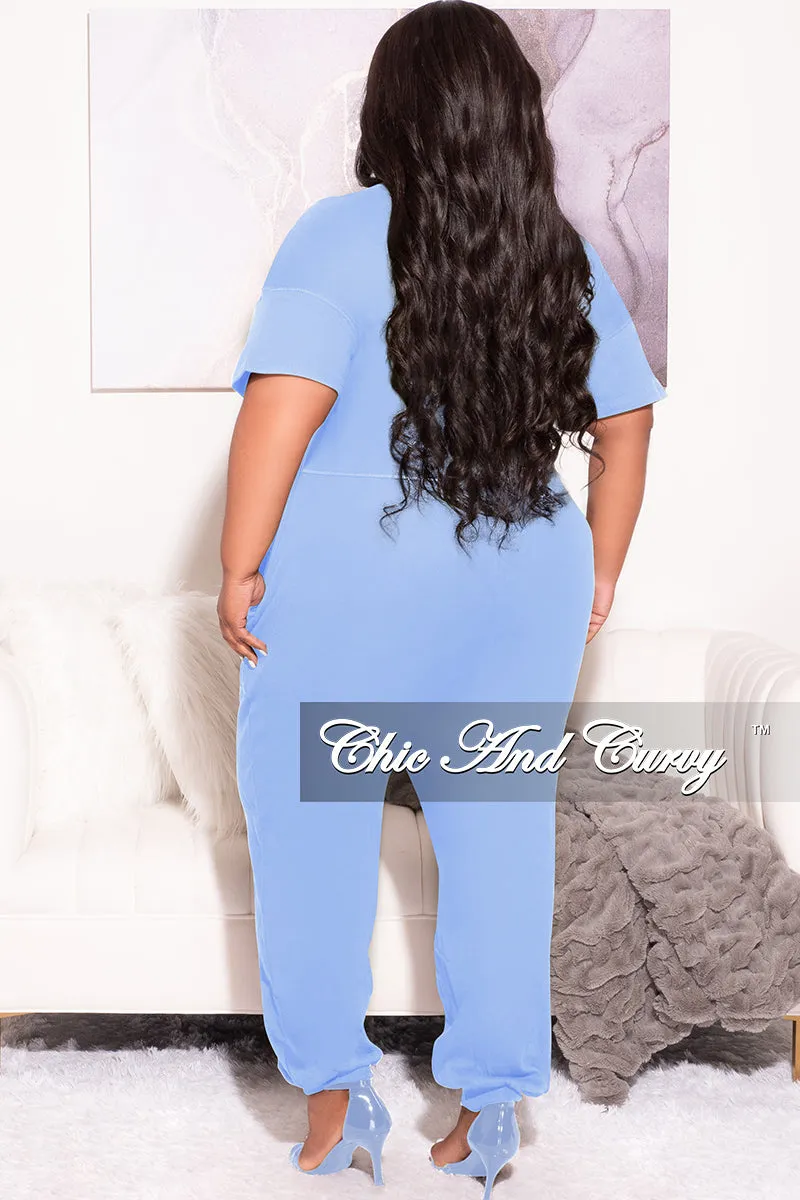 Final Sale Plus Size Harem Jumpsuit in Light Blue