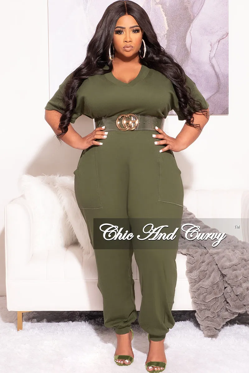 Final Sale Plus Size Harem Jumpsuit in Olive