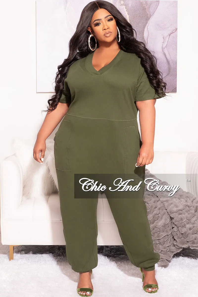 Final Sale Plus Size Harem Jumpsuit in Olive