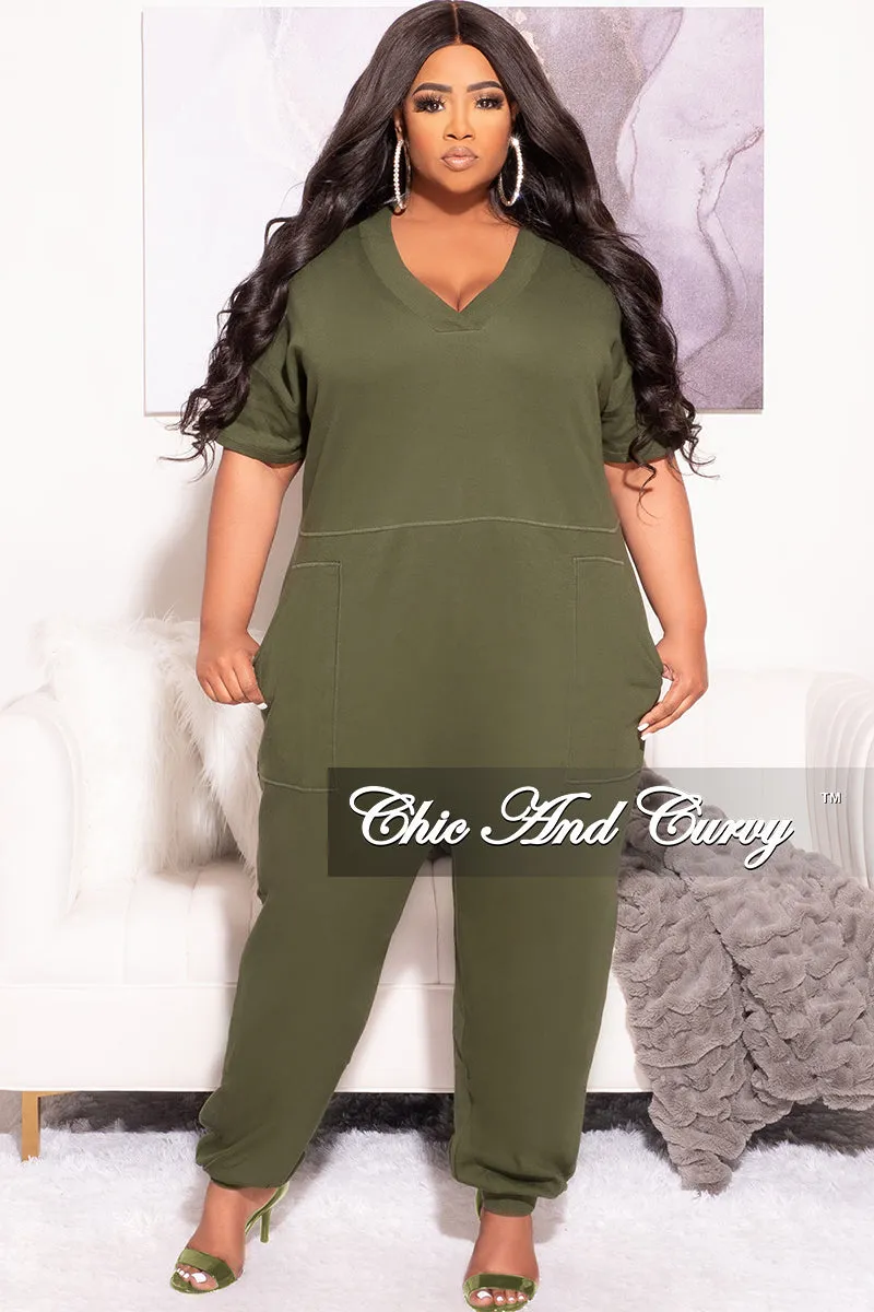 Final Sale Plus Size Harem Jumpsuit in Olive