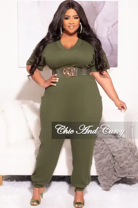 Final Sale Plus Size Harem Jumpsuit in Olive