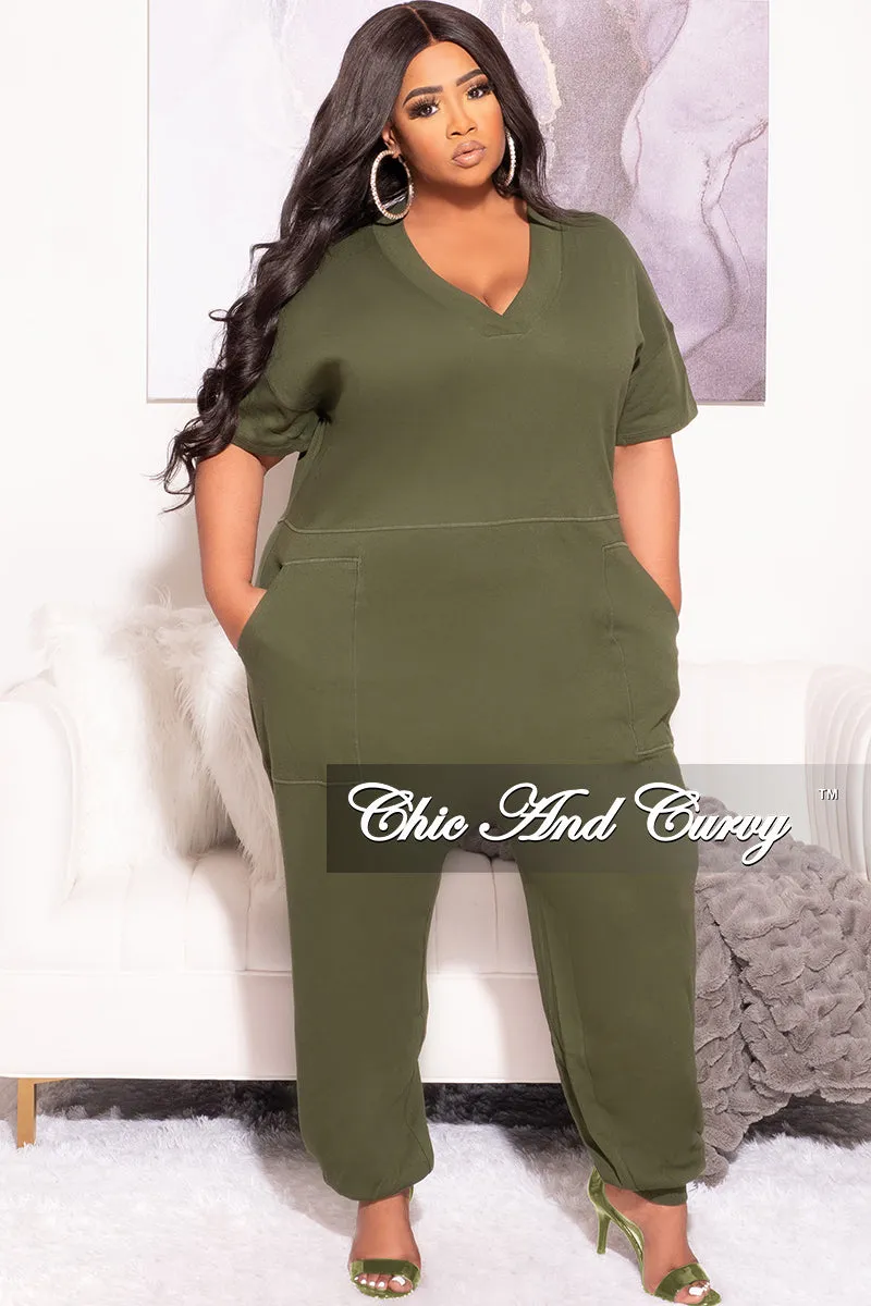Final Sale Plus Size Harem Jumpsuit in Olive