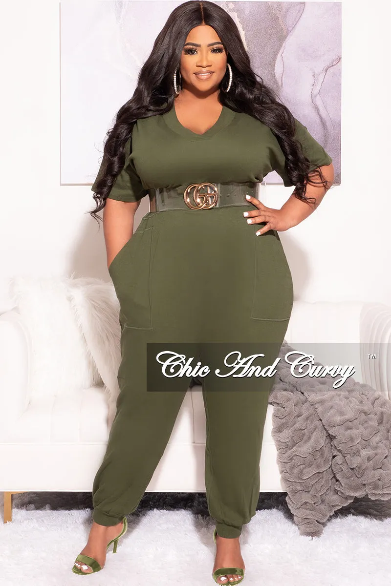 Final Sale Plus Size Harem Jumpsuit in Olive