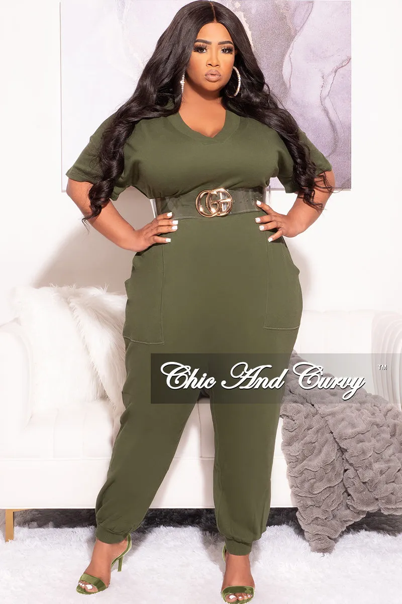 Final Sale Plus Size Harem Jumpsuit in Olive