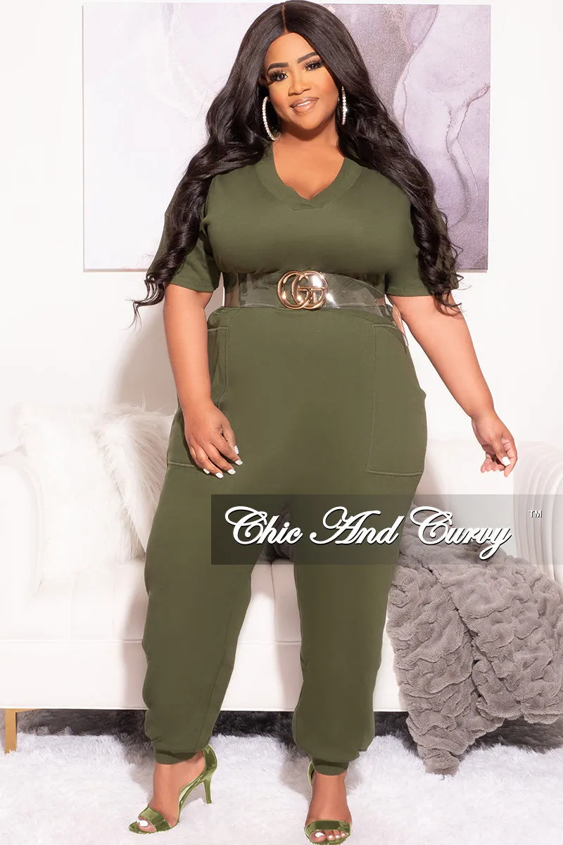 Final Sale Plus Size Harem Jumpsuit in Olive