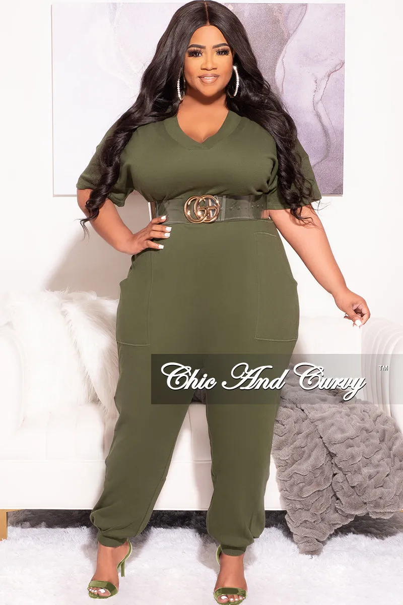 Final Sale Plus Size Harem Jumpsuit in Olive