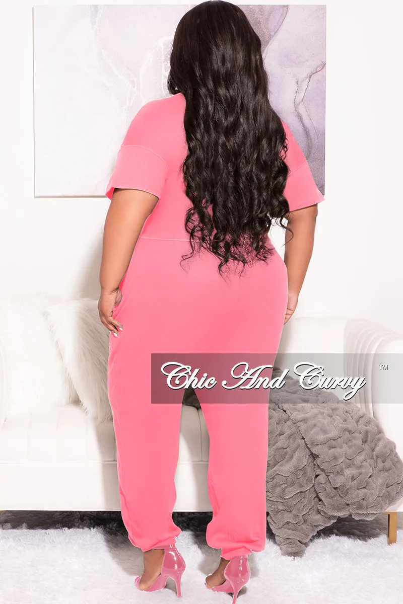 Final Sale Plus Size Harem Jumpsuit in Pink
