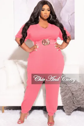 Final Sale Plus Size Harem Jumpsuit in Pink