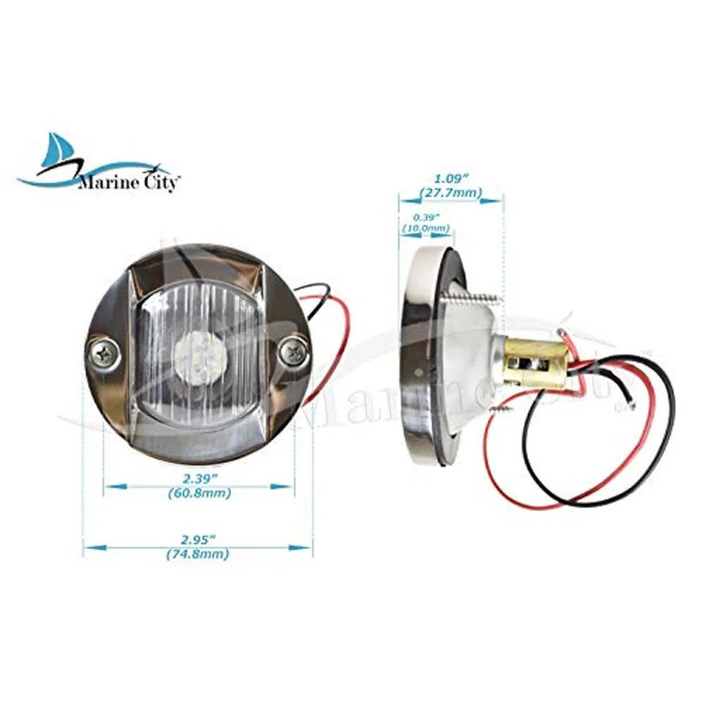Flush Mount Caution White Round Stainless Waterproof 3”  LED (12V 18W)