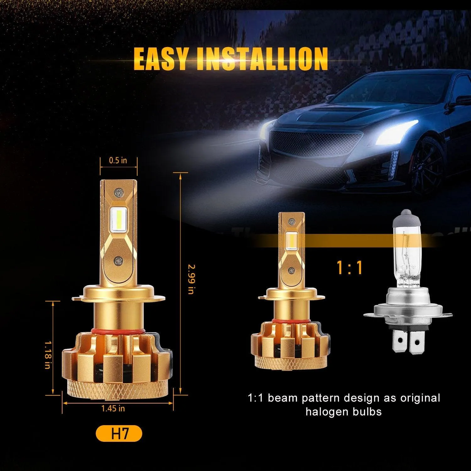 For 2000-2008 Hyundai Sonata F-16 Plus Series Built-in Canbus Automotive Grade 14000LM LED Light Bulbs High Low Beam Bundle