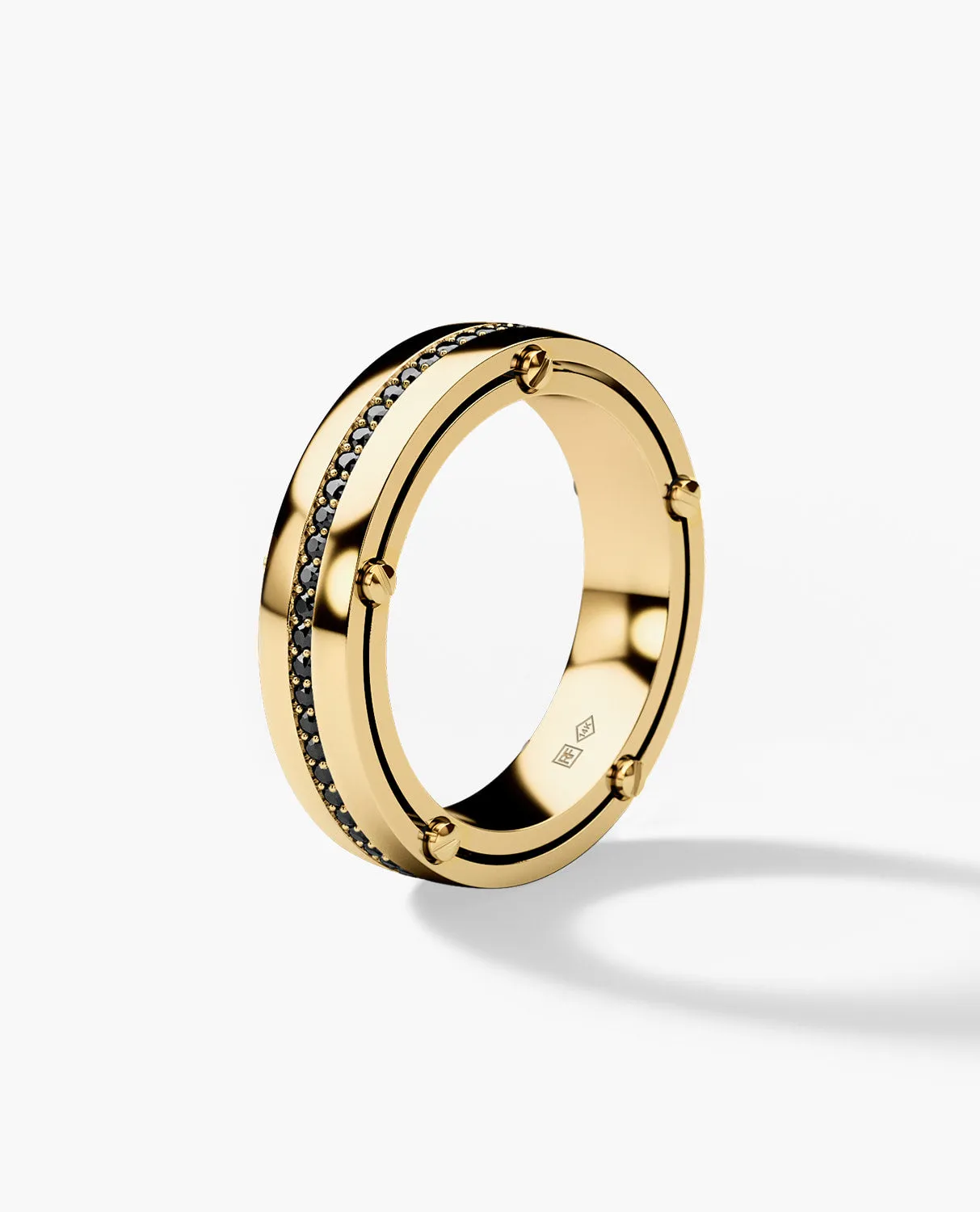 FRANKLIN Comfort Fit Gold Ring with 0.50ct Black Diamonds - Ring 2
