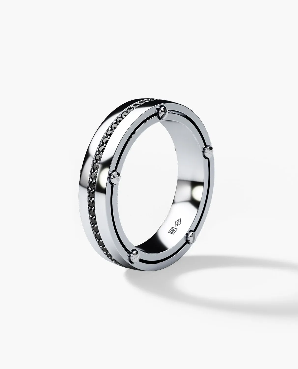 FRANKLIN Comfort Fit Gold Ring with 0.50ct Black Diamonds - Ring 2