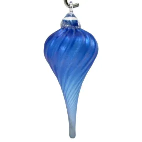 Frosted Drop Ornament Shown In Marine by The Furnace Glassworks